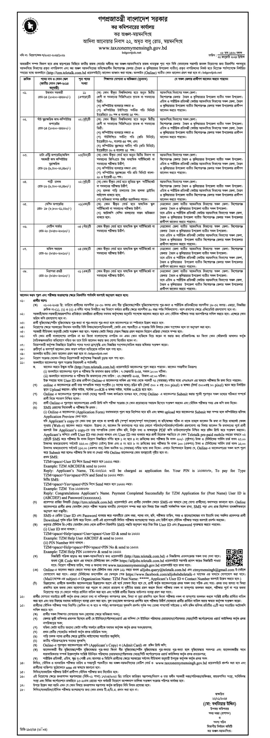 Taxes Zone Mymensingh Job Circular 2024