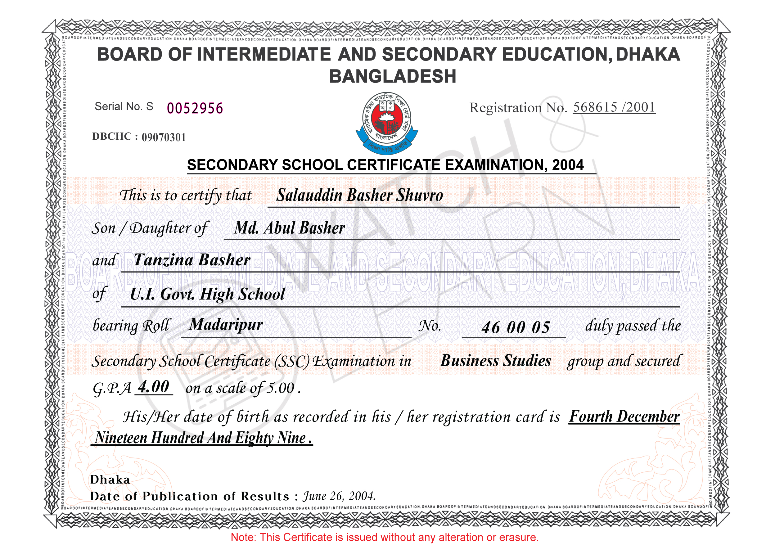 SSC Certificate editable file