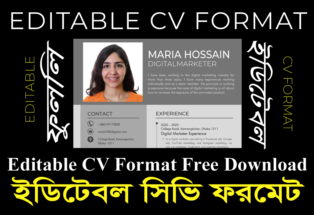 Editable cv format free