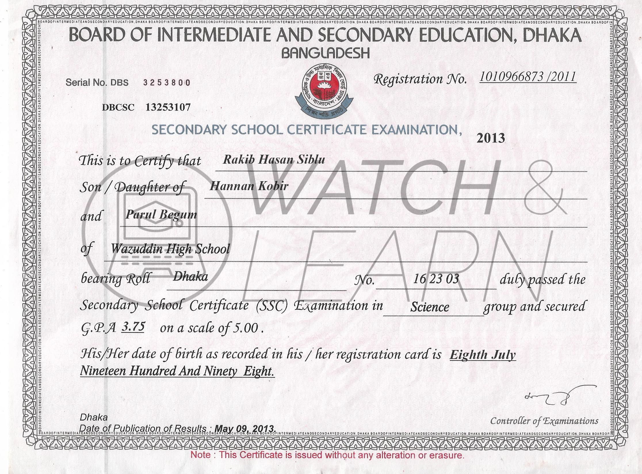 ssc certificate pdf